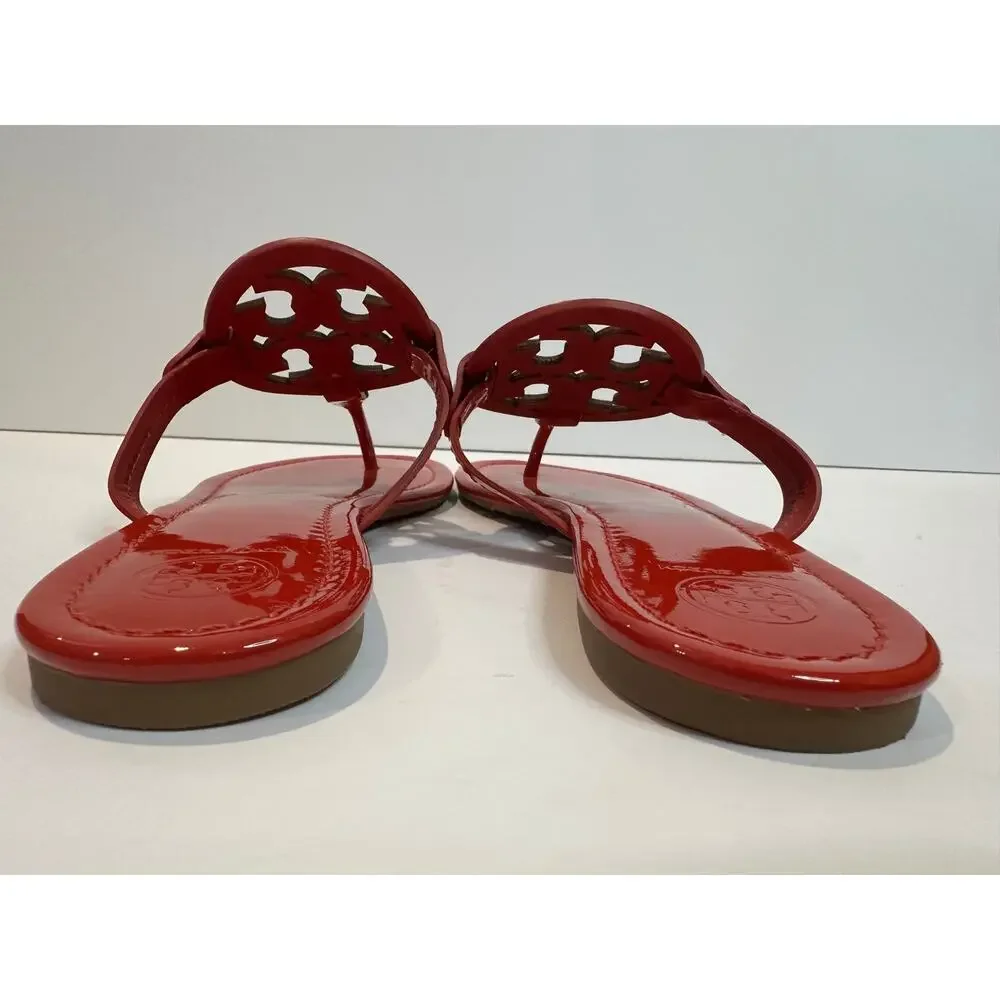 Tory Burch Miller Limited Edition Rainbow Leather Sandals Sz 9.5 Red Logo Sandal